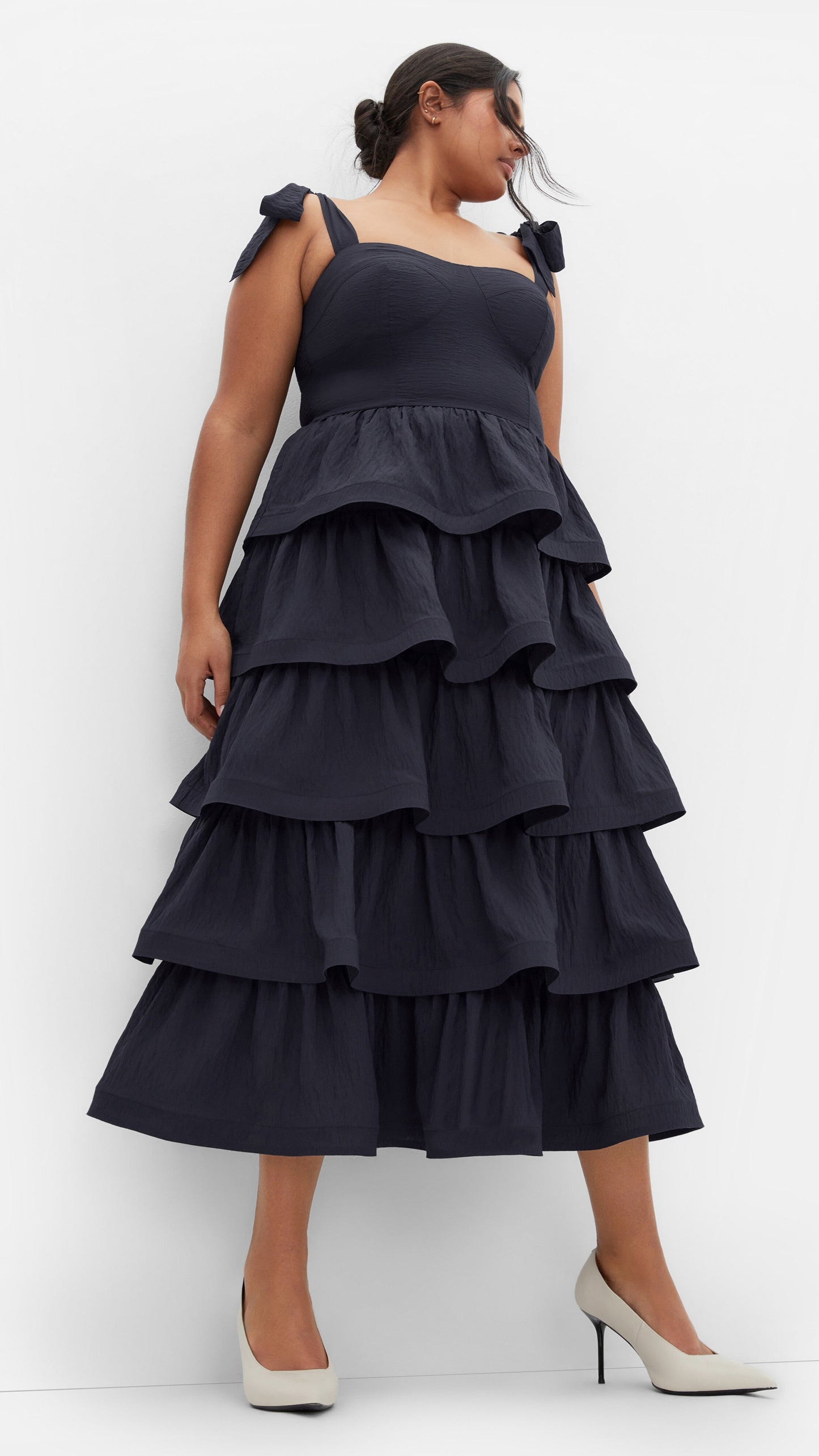 Elina Ruffle Midi Dress