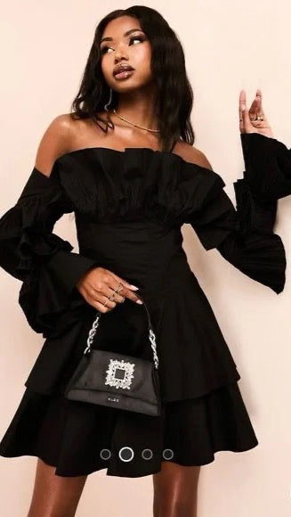 Pleated off Shoulder Dress