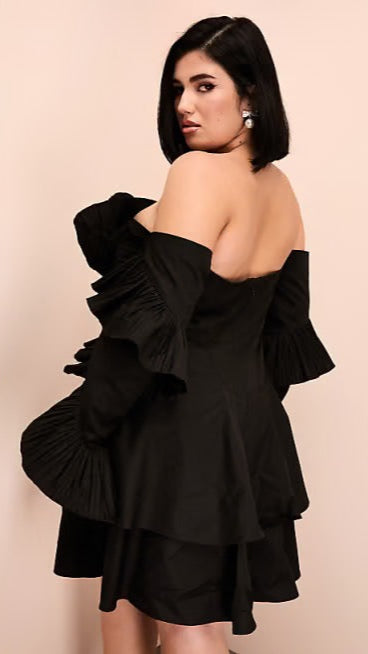 Pleated off Shoulder Dress