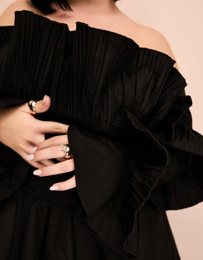 Pleated off Shoulder Dress
